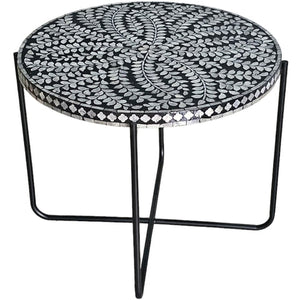 Mother Of Pearl Monochrome Elegance Circular Side Table 61cm