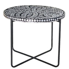 Load image into Gallery viewer, Mother Of Pearl Monochrome Elegance Circular Side Table 61cm
