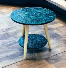 Load image into Gallery viewer, Mother Of Pearl Aquamarine Reflections Tw0-Tiered Side Table 55cm