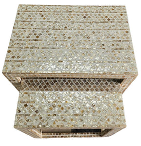 Mother Of Pearl Mosaic Tranquility Set/ 2 Side Tables