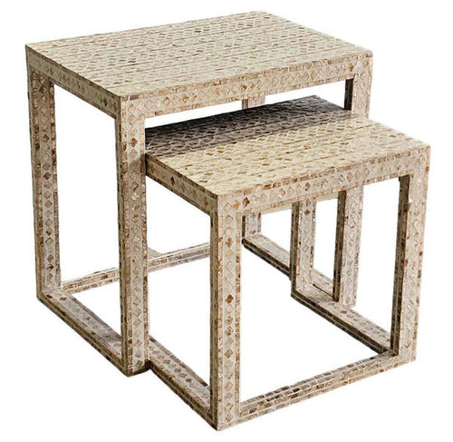 Mother Of Pearl Mosaic Tranquility Set/ 2 Side Tables
