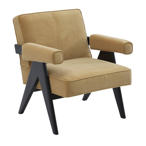Ambrose Arm Chair - Ochre Velvet 69cm