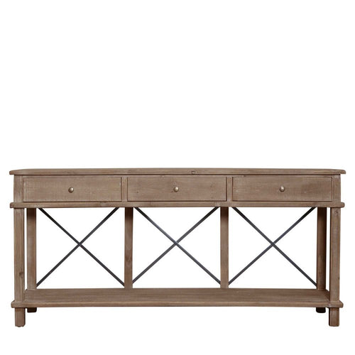 Timber 3 Drawer Console With Metal Cross 180cm