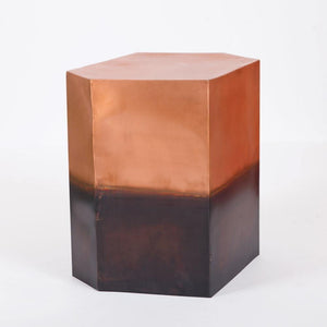 Lounge Styles j&k imports Pentagonal Plant Pot / Stool Copper - Metal Side Table