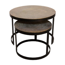 Load image into Gallery viewer, Lounge Styles j&amp;k imports Jute Brass Metal Black Side Table Set of 2 - Back in Stock !!
