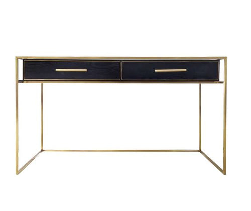 Vogue Desk Stainless Steel Frame Tempered Glass - Gold 137cm