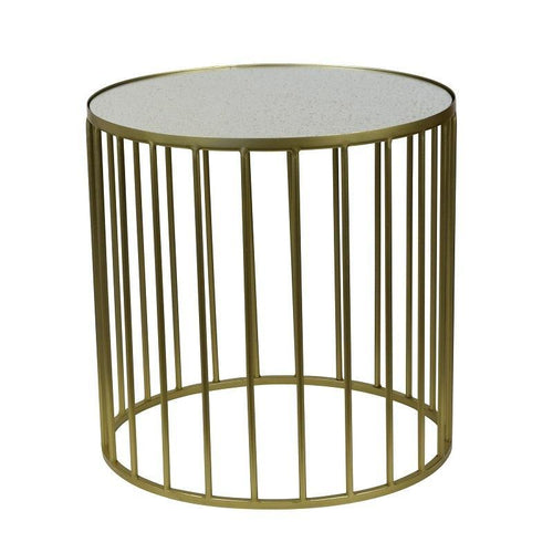 Lounge Styles Theo & Joe Ella Side Table with Aged Mirror Top - Iron with Brass