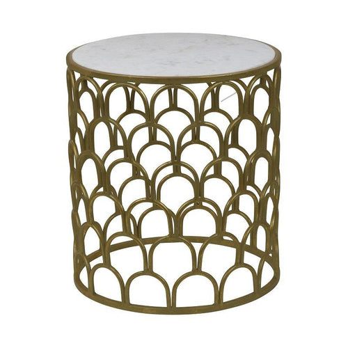 Lounge Styles Theo & Joe Emma Side Table with White Marble Top - Vintage Gold
