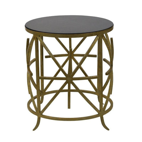 Lounge Styles Theo & Joe Jane Side Table with Black Stone Top - Vintage Gold