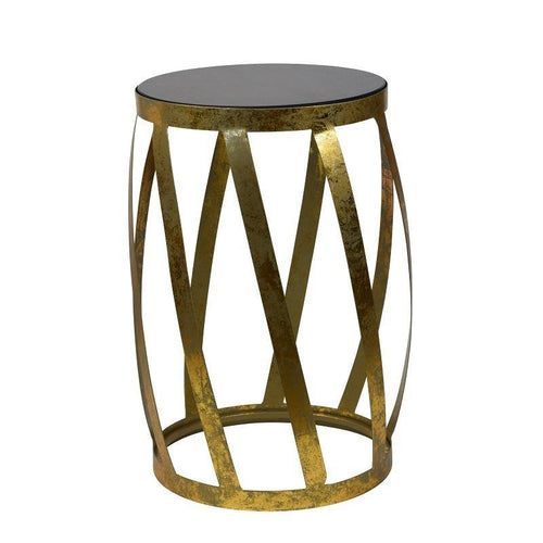 Lounge Styles Theo & Joe Poppy Side Table with Black Stone Top - Vintage Gold