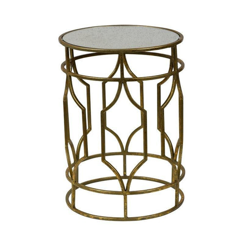 Lounge Styles Theo & Joe Zara Side Table with Aged Mirror Top - Vintage Gold Iron