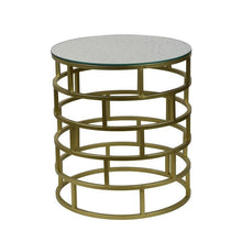 Load image into Gallery viewer, Lounge Styles Theo &amp; Joe Ivy Side Table with Aged Vintage Mirror Top - Gold Brass