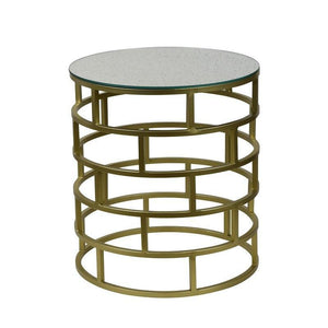 Lounge Styles Theo & Joe Ivy Side Table with Aged Vintage Mirror Top - Gold Brass