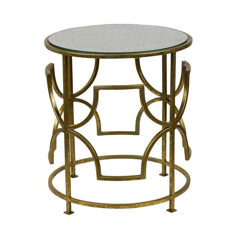 Lounge Styles Theo & Joe Eva Side Table with Aged Vintage Mirror Top - Vintage Gold