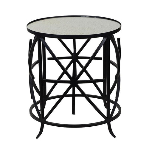 Lounge Styles Theo & Joe Jane Side Table with Aged Mirror Top - Black