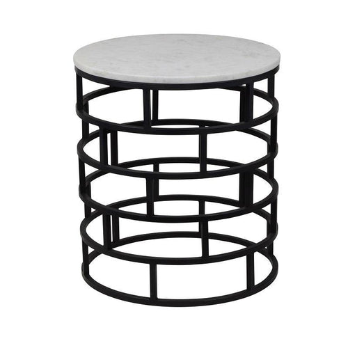 Lounge Styles Theo & Joe Ivy Side Table with White Marble Top - Black