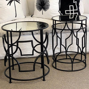 Lounge Styles Theo & Joe Eva Side Table with Aged Mirror Top - Black