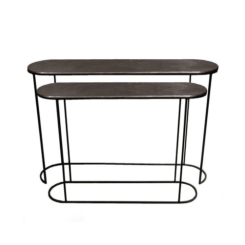 Lounge Styles j&k imports Olivia Oval Console Table Metal Black Set of 2 - Back in stock !!!