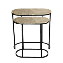 Load image into Gallery viewer, Lounge Styles j&amp;k imports Olivia Oval Side Table Set of 2 Black Brass Metal