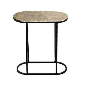 Lounge Styles j&k imports Olivia Oval Side Table Set of 2 Black Brass Metal