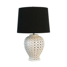Load image into Gallery viewer, Lounge Styles Dasch Lattice Tall White Table Lamp with Black Shade