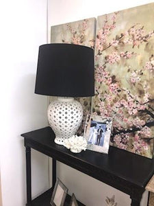 Lounge Styles Dasch Lattice Tall White Table Lamp with Black Shade