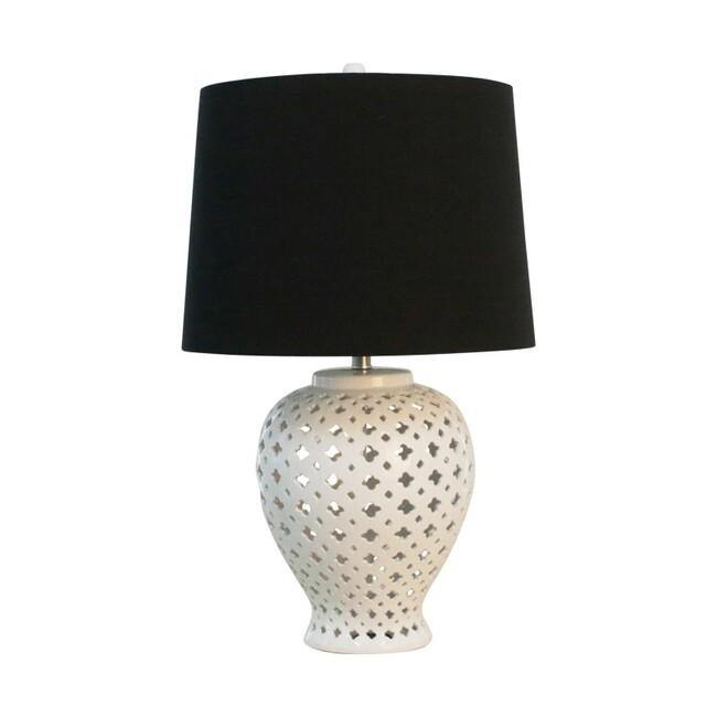 Lounge Styles Dasch Lattice Tall White Table Lamp with Black Shade