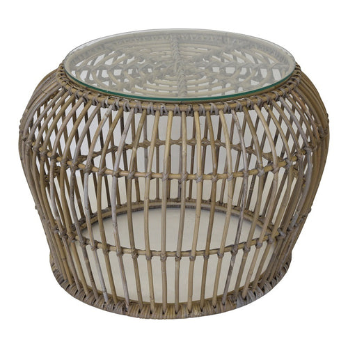 Parker Glass Top Rattan Side Table