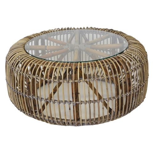 Parker Glass Top Rattan Coffee Table 85cm