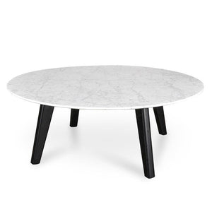 Hunter 100cm Marble Coffee Table with Black Legs - Lounge Styles