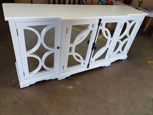 Keats Sideboard Cabinet White w Mirror Backing 200cm