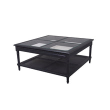Load image into Gallery viewer, LOUNGE-STYLES-COFFEE-TABLE-black-square-glass-rattan-hamptons-coffee-table-48149