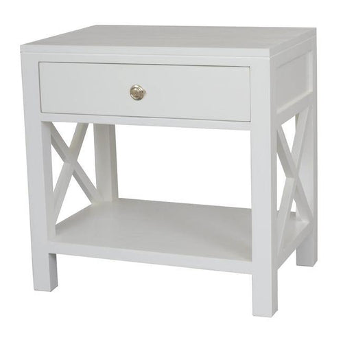 Lounge Styles Dasch Catalina Crossed White Bedside/Side Table 60cm