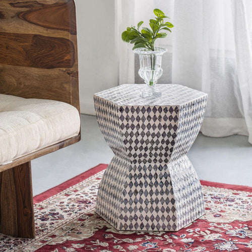 Lounge Styles Phil Bee Monochrome Shell Stool/Side Table