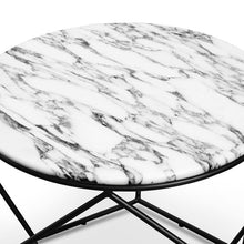 Load image into Gallery viewer, 72cm White Marble Coffee Table - Matt Black Base - Lounge Styles