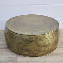 Load image into Gallery viewer, loungestyles-philbee-82cm-brass-look-hammered-coffee-table-M16753