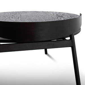 Modern Slim Coffee Table with Shelf - Black Veneer, 147cm, Timber Wood - Lounge Styles
