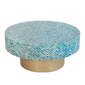 Lounge Styles Phil Bee Goa Shell Round Coffee Table - Blue 90cm