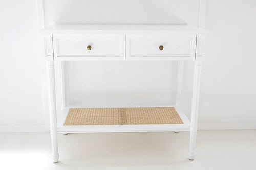 Lounge Styles Abide Interiors Hamilton Cane Console Table Mahogany Wood – White