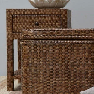 Lounge Styles Theo & Joe Plantation Side Table - Rattan With Storage Square 68cm