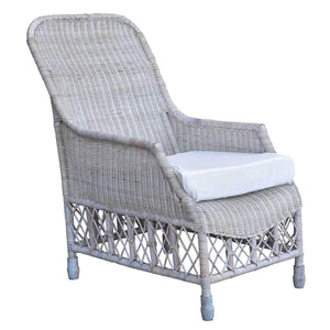 Lounge Styles Theo & Joe Verandah Lattice Chair White Washed Rattan