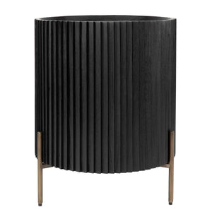 Bayshore Wooden Column Side Table Round - Black 47cm