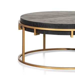 Lounge Styles Calibre 100cm Elm Round Top Coffee Table - Golden Iron Base