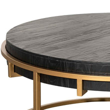 Load image into Gallery viewer, Lounge Styles Calibre 100cm Elm Round Top Coffee Table - Golden Iron Base