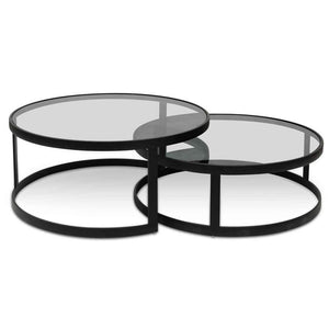 Lounge Styles Calibre Nested Grey Glass Coffee Table - Black Base