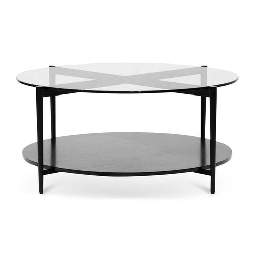 Lounge Styles Calibre CCF6525-IG Round Grey Glass Coffee Table - Black