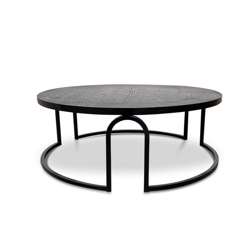 100cm Oak Coffee Table - Full Black