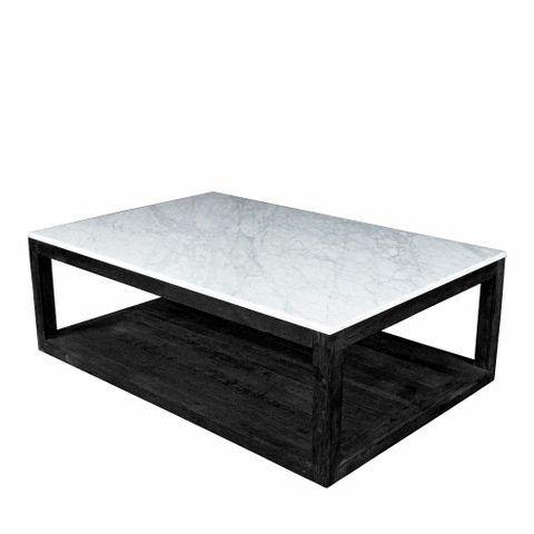 Lounge Styles Emac&Lawton/Florabelle Denver Marble Coffee Table Black, 120cm Wooden Base with Storage Rectangle
