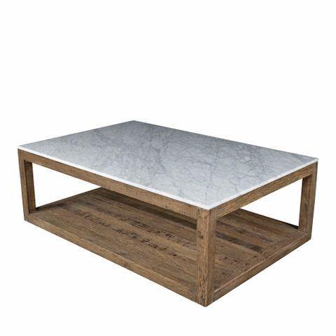 Lounge Styles Emac&Lawton/Florabelle Denver Marble Coffee Table White, 120cm Timber Base with Storage Shelf