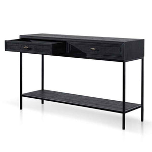 Elm Wood Console Table - Full Black 140cm